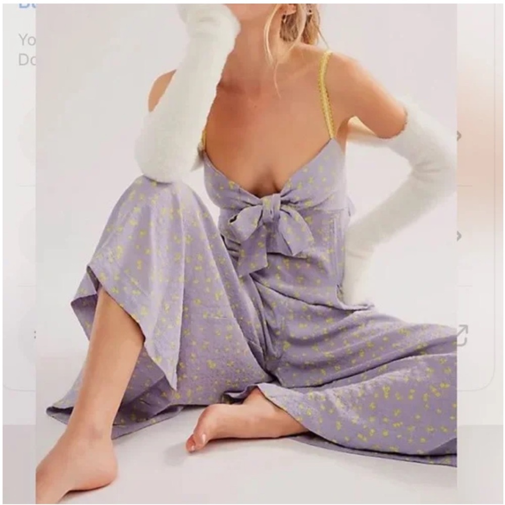 Free People Lavender Floral Jumpsuit